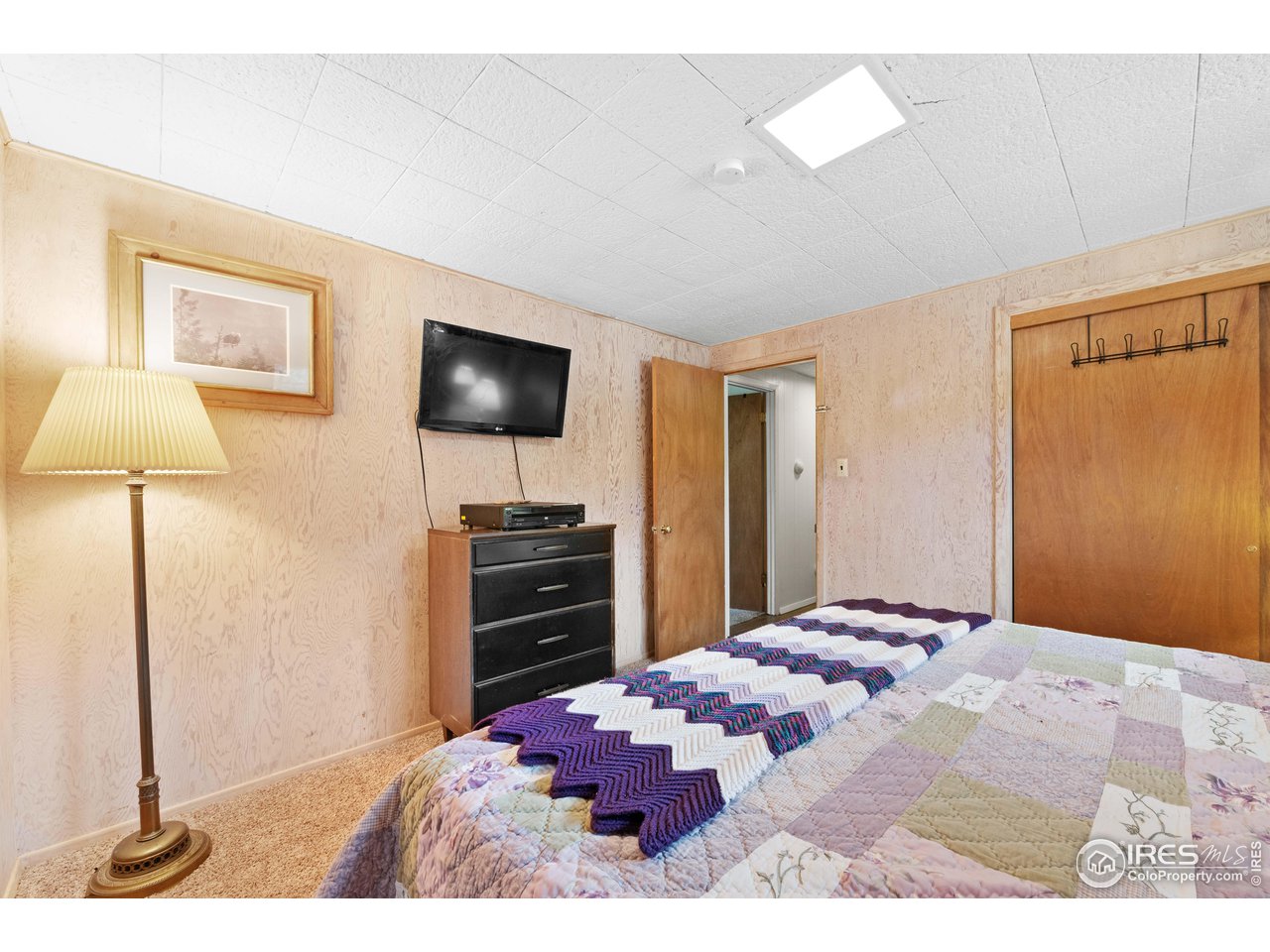 654 Hemlock Drive Lyons, CO 80540 - Photo 16 of 32 a bedroom with a bed and a flat screen tv