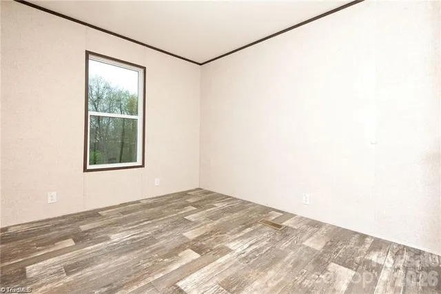 a view of a small space with a window