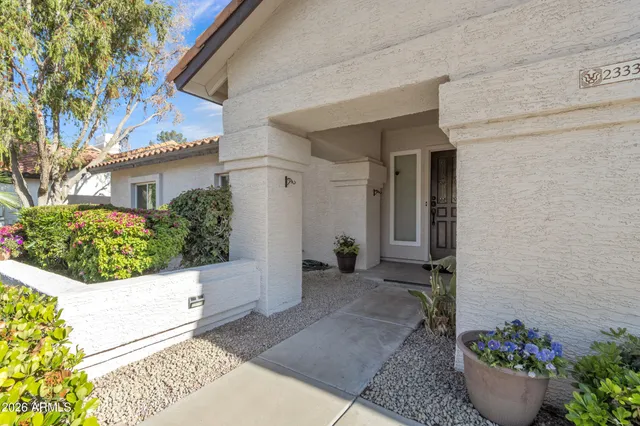 a view of a backyard with potted plants