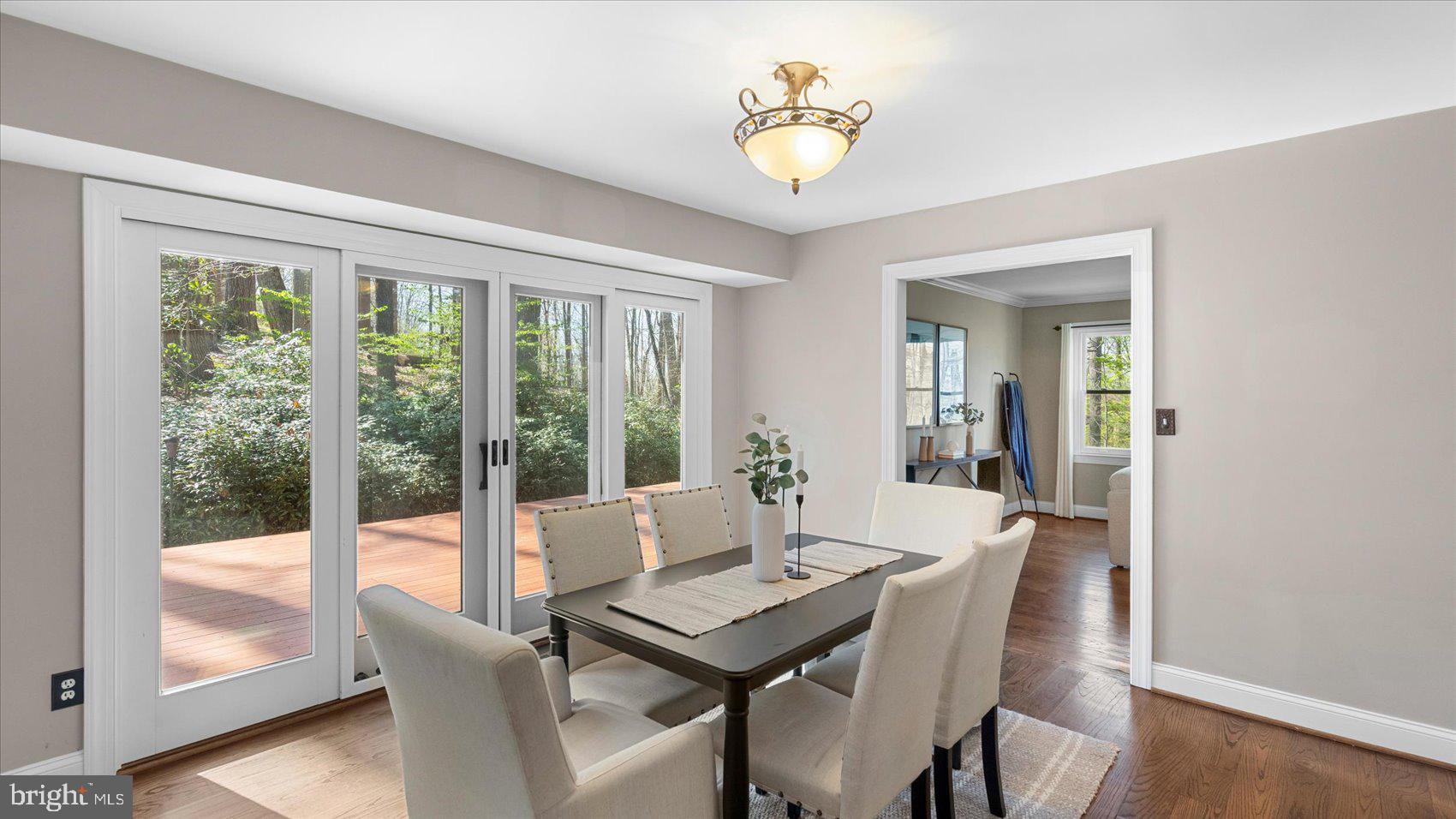 9 Nantucket Garth Phoenix, MD 21131 - Photo 11 of 52 a view of a dining room with furniture a chandelier and wooden floor