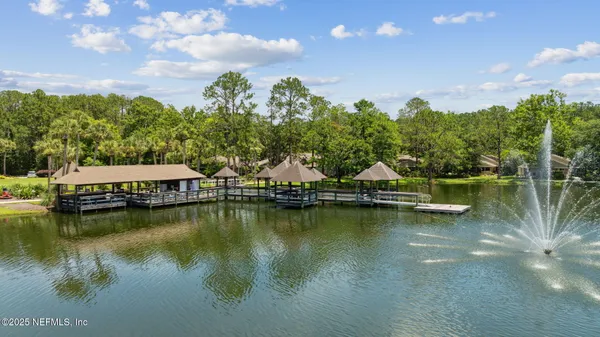 a view of a lake with houses