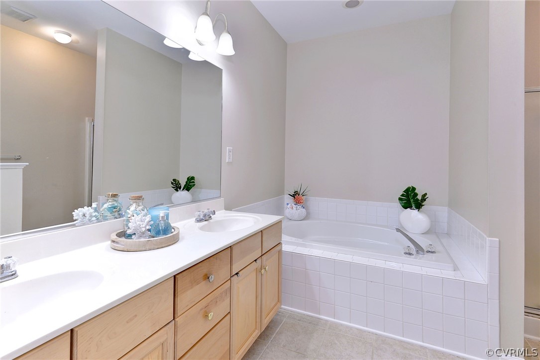 4415 Wind River Run Williamsburg, VA 23188 - Photo 19 of 36 a bathroom with a sink a bathtub and a mirror