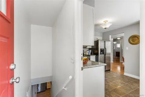 a view of a kitchen and living room