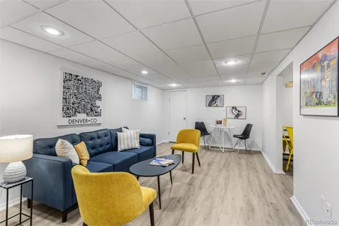 a living room with furniture