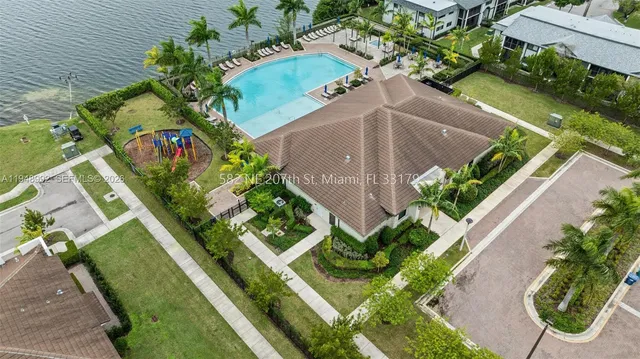 an aerial view of a house
