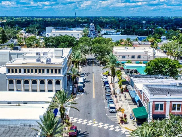 a view of a city with tall buildings