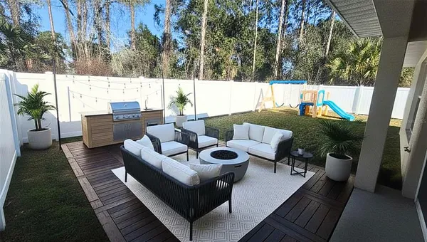 a view of outdoor space with seating