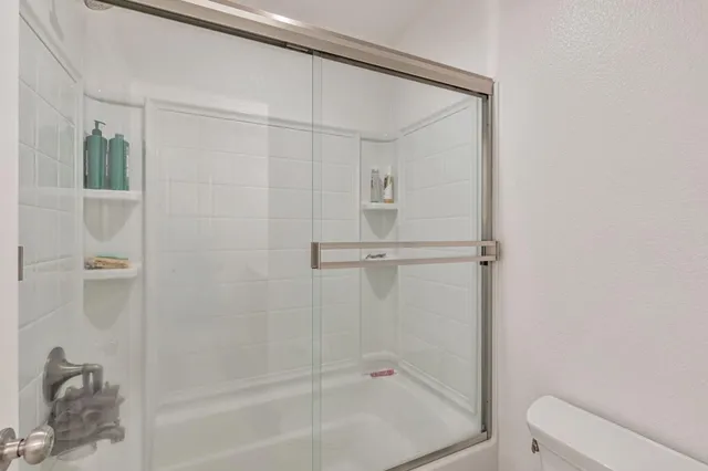 a bathroom with a bathtub
