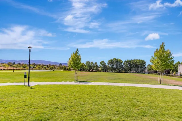 a front view of a house with a yard and trees