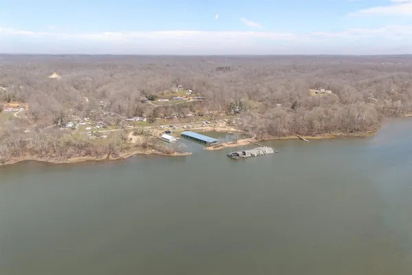 a view of a lake with a mountain in the background