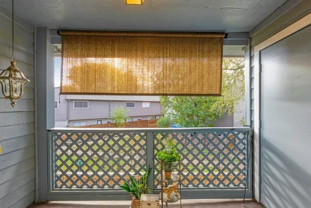 a view of a wooden door