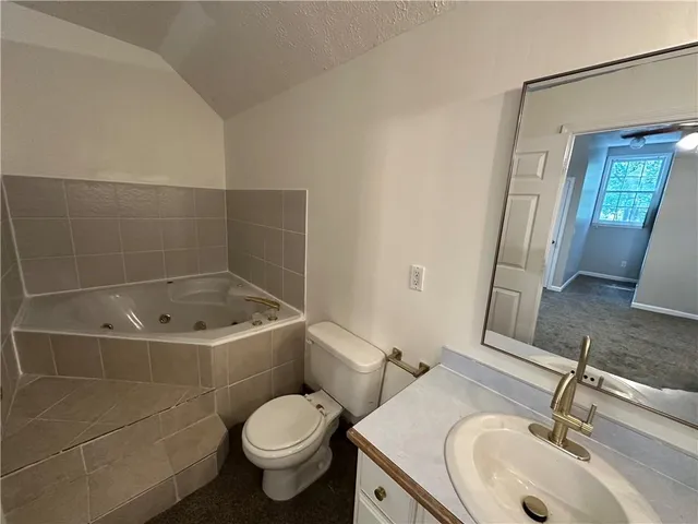 a bathroom with a sink a vanity and mirror