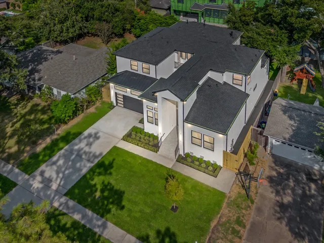 an aerial view of a house