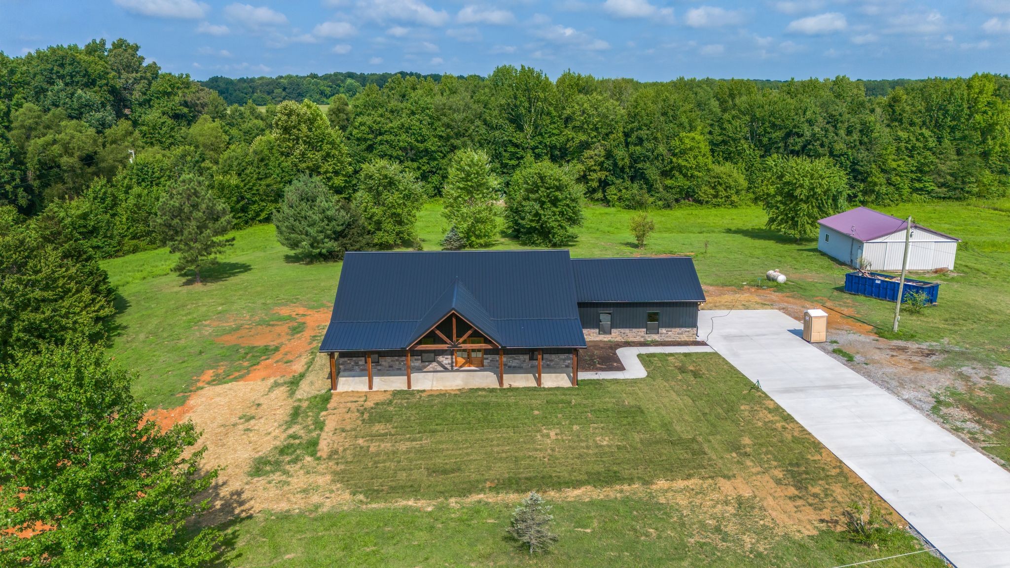 5050 Richards Road Adams, TN 37010 - Photo 36 of 52 an aerial view of a house with garden space and a swimming pool