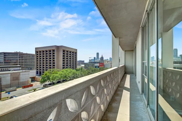 a view of balcony with city view