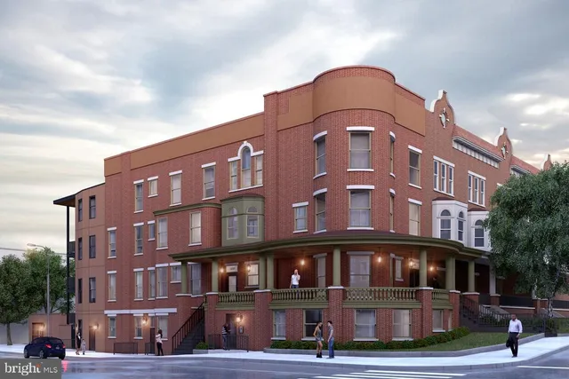 a front view of a building