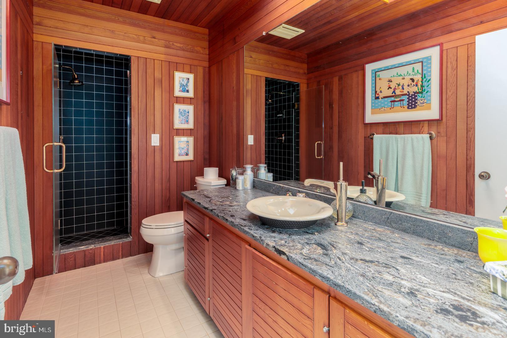 3207 Bennett Point Road Queenstown, MD 21658 - Photo 26 of 69 a bathroom with a granite countertop sink and a mirror