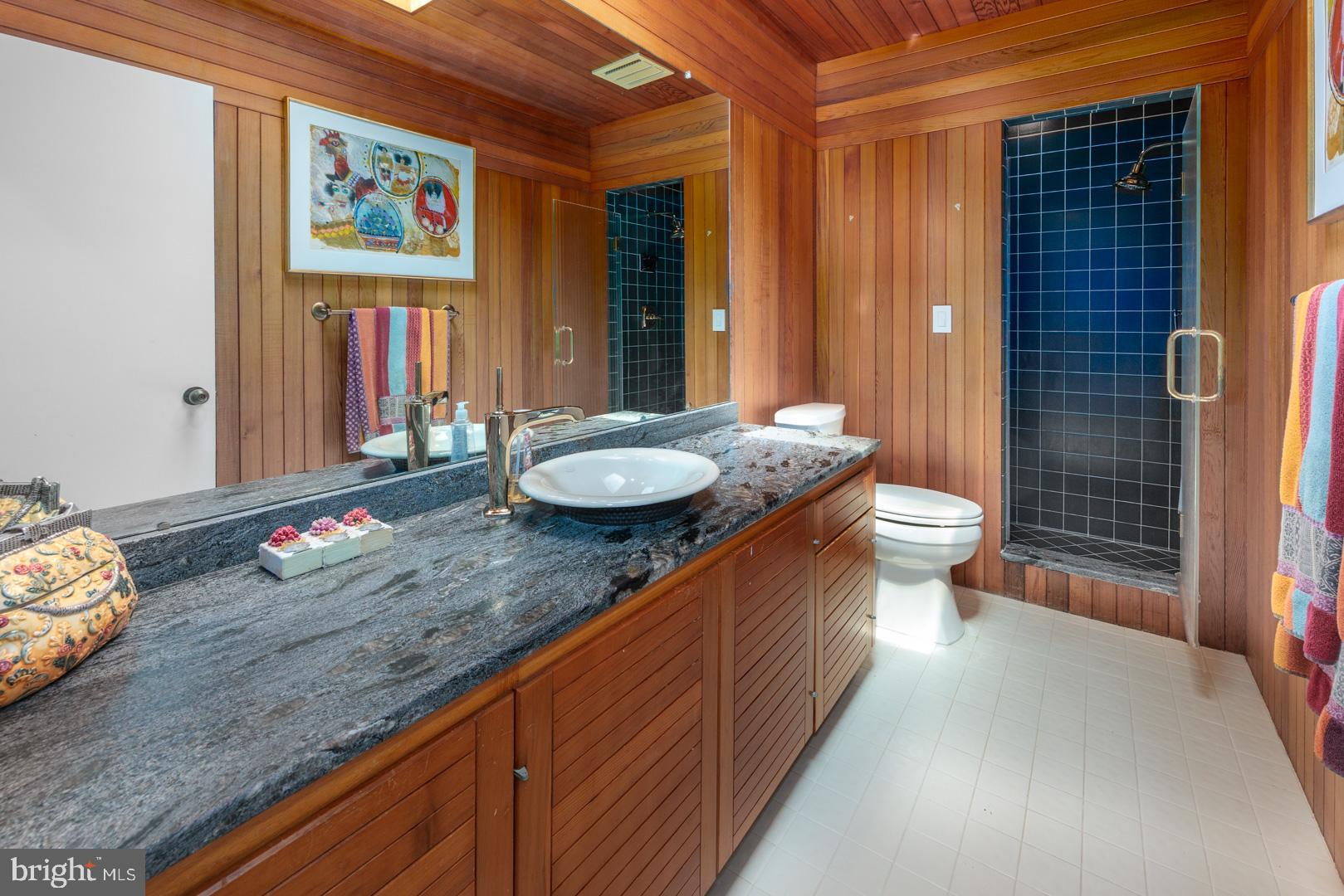 3207 Bennett Point Road Queenstown, MD 21658 - Photo 28 of 69 a bathroom with a granite countertop sink and a mirror