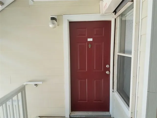 a view of a wooden door