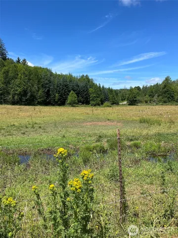 a view of a lake with a yard
