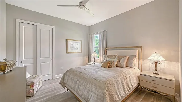 a view of a lake with a yard