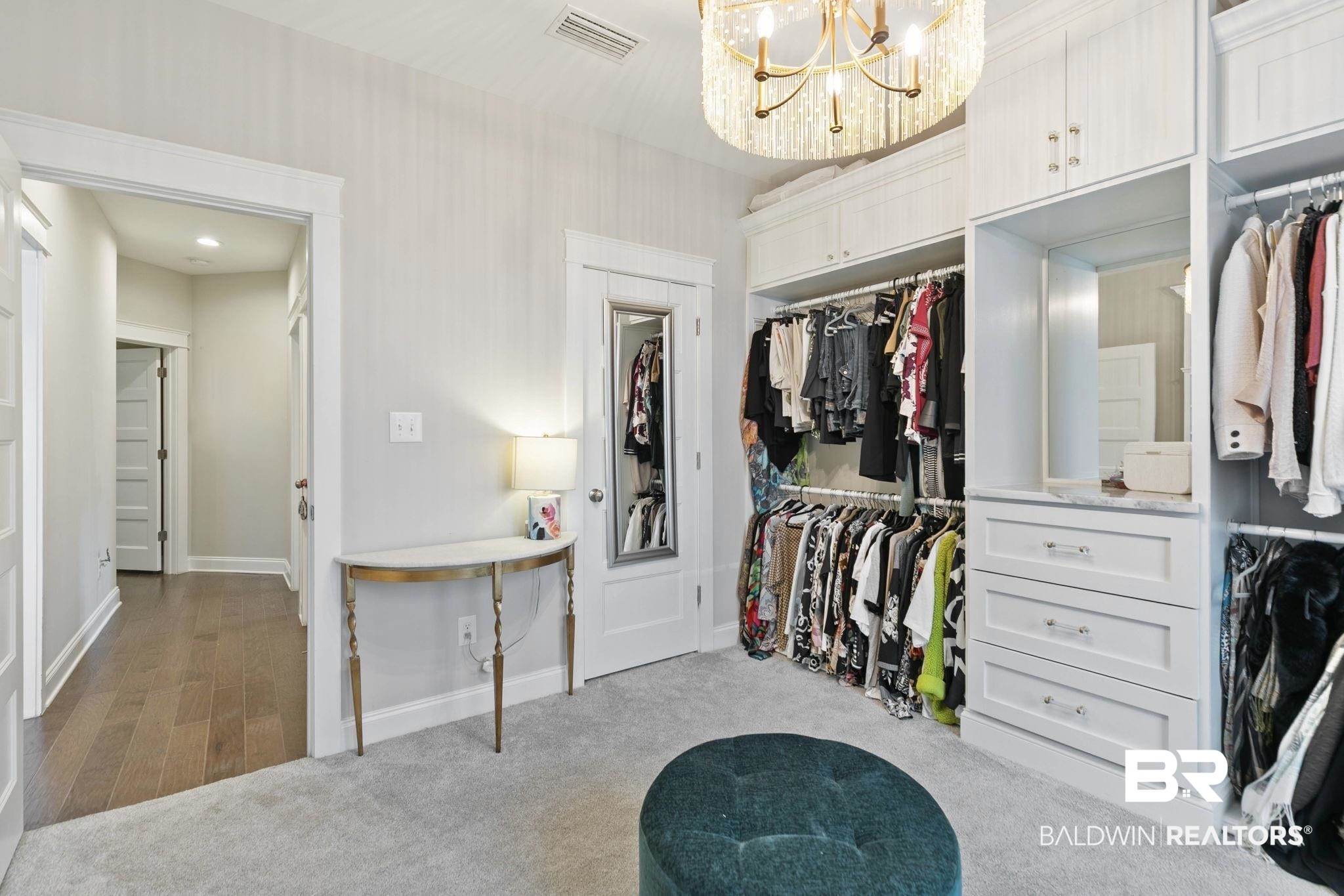 291 Hemlock Drive Fairhope, AL 36532 - Photo 38 of 65 Walk in closet with a chandelier and light carpet