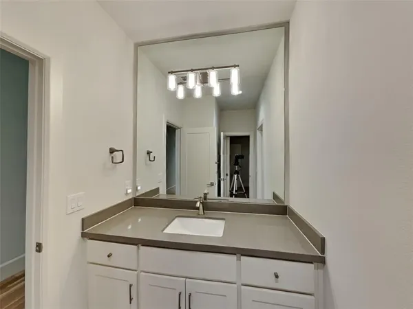 a view of a room with a window