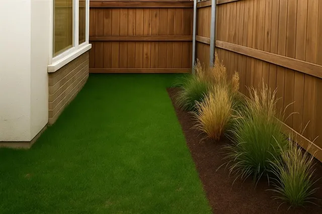 a view of a backyard with plants