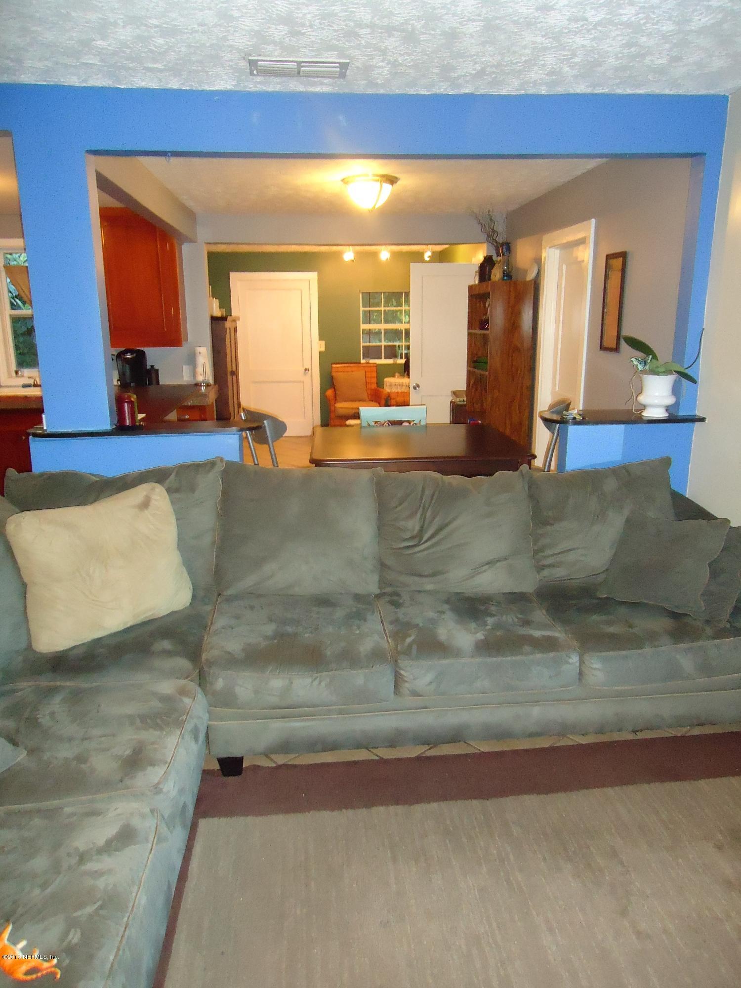 View from living room through dining rm