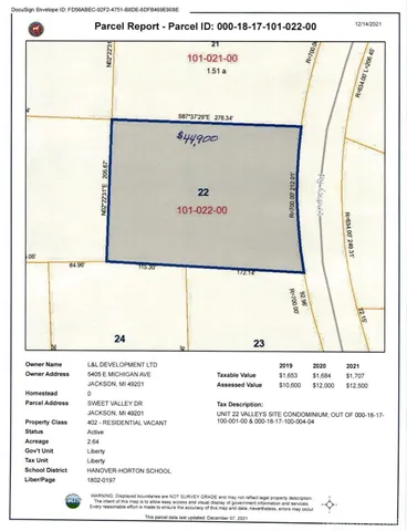 $44,900 | 0 Lindsey Drive, Unit 22, Jackson, MI 49201
