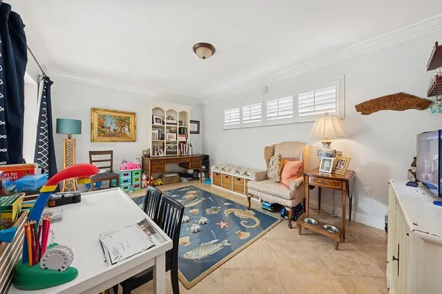 a workspace with furniture and window