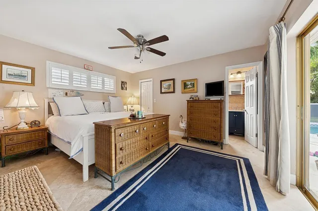 a spacious bedroom with a bed and a window