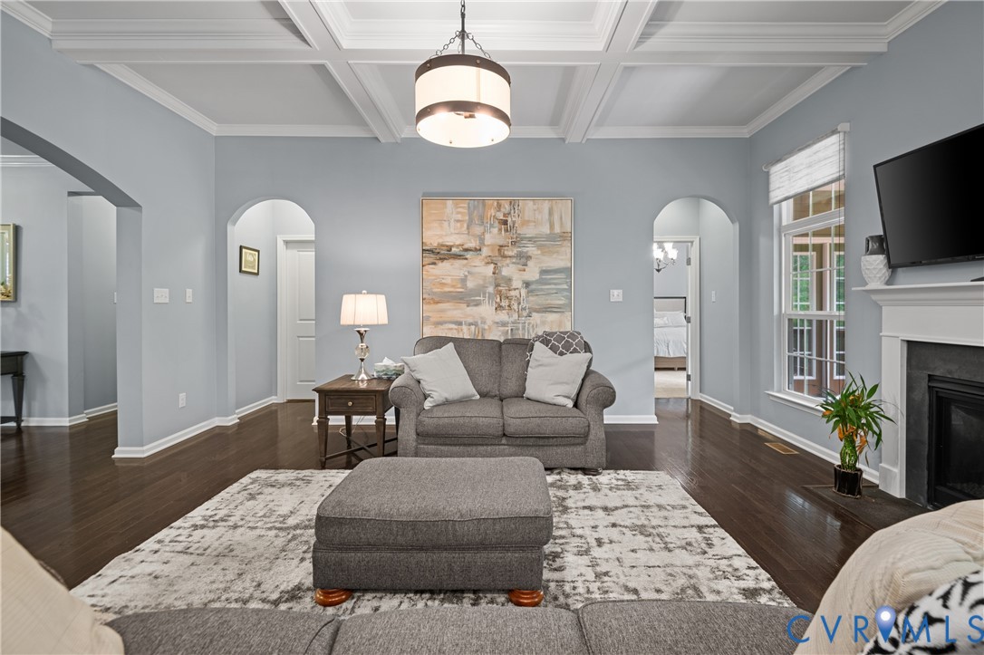 1012 Water Beech Road Midlothian, VA 23114 - Photo 9 of 47 a living room with fireplace furniture and a flat screen tv
