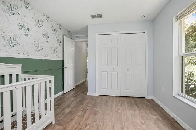 a view of front door with workspace