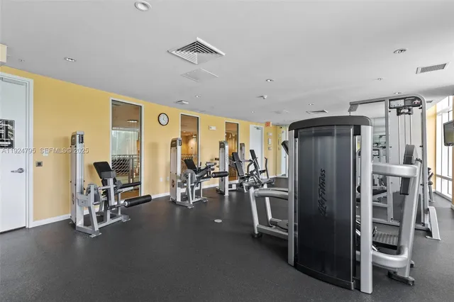 a view of a room with gym equipment