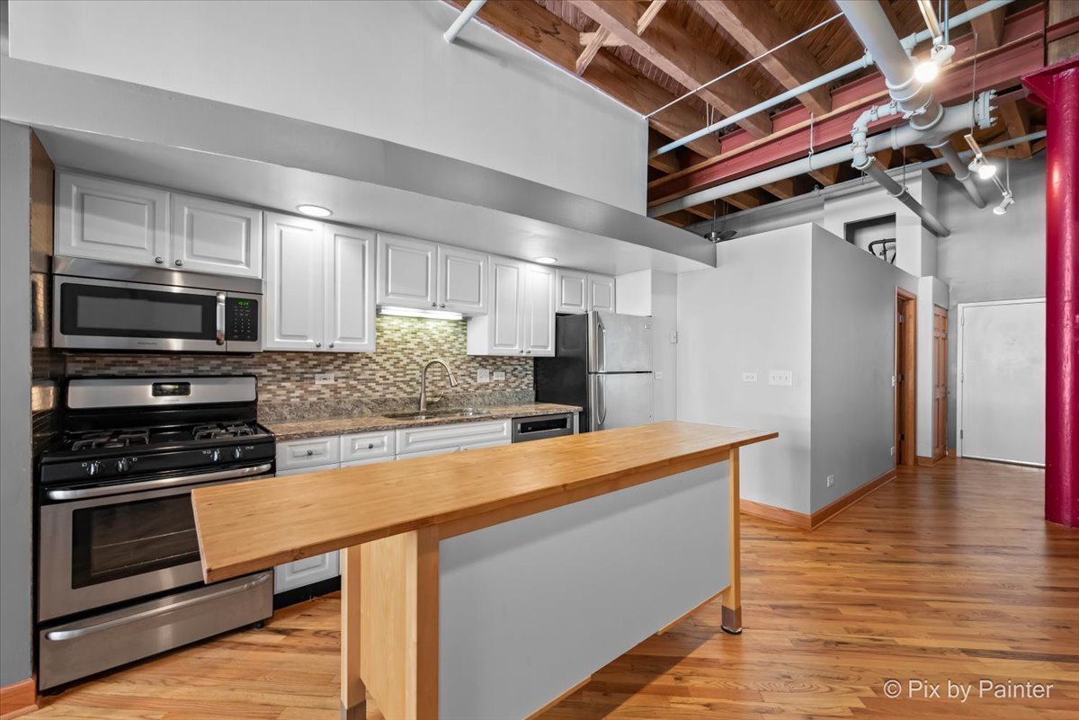 1601 South Indiana Avenue, Unit 306 Chicago, IL 60616 - Photo 6 of 25 a kitchen with stainless steel appliances granite countertop a stove and a refrigerator