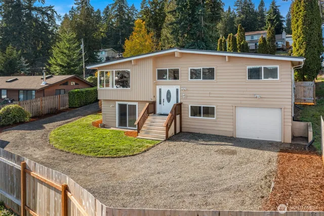 an aerial view of a house