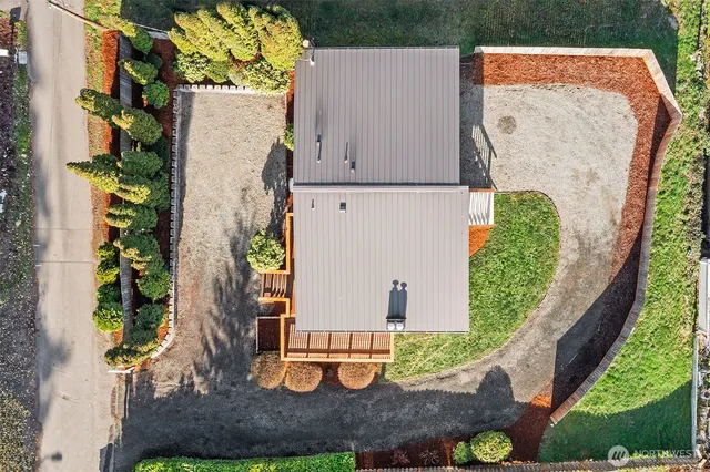an aerial view of a city with houses