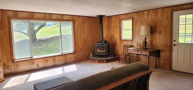 a living room with a large window
