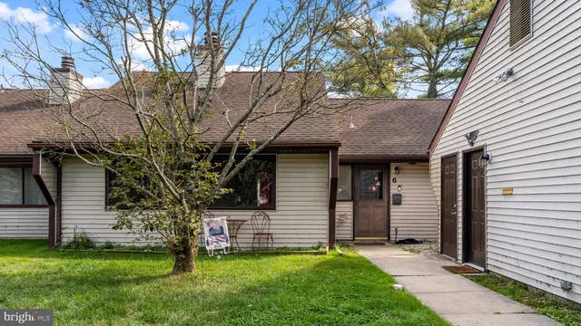 a view of a backyard with a tree