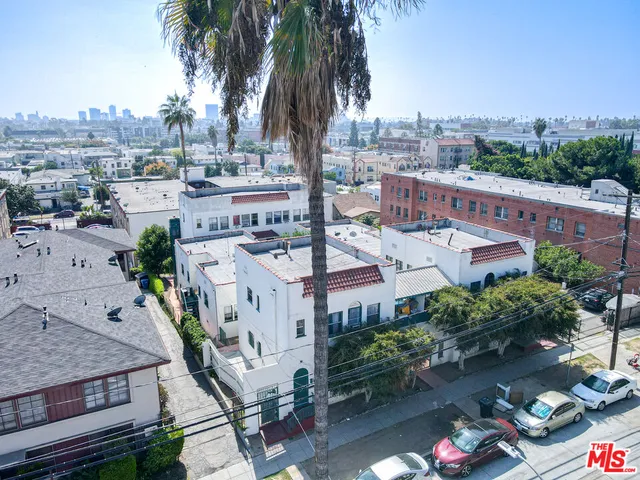 a view of a city with tall buildings