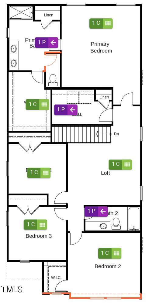2717 Princess Tree Drive Raleigh, NC 27616 - Photo 3 of 8 Second floor diagram flooring