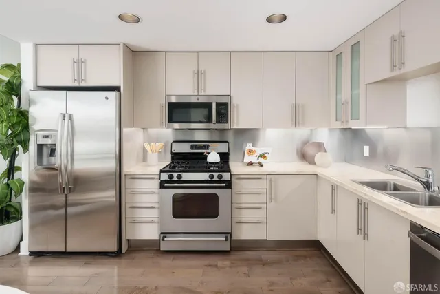 a view of a building with a garden