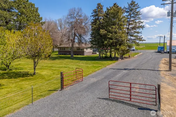 a view of a yard with an outdoor space