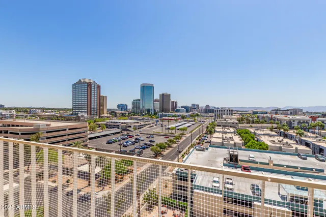a view of a city with tall buildings