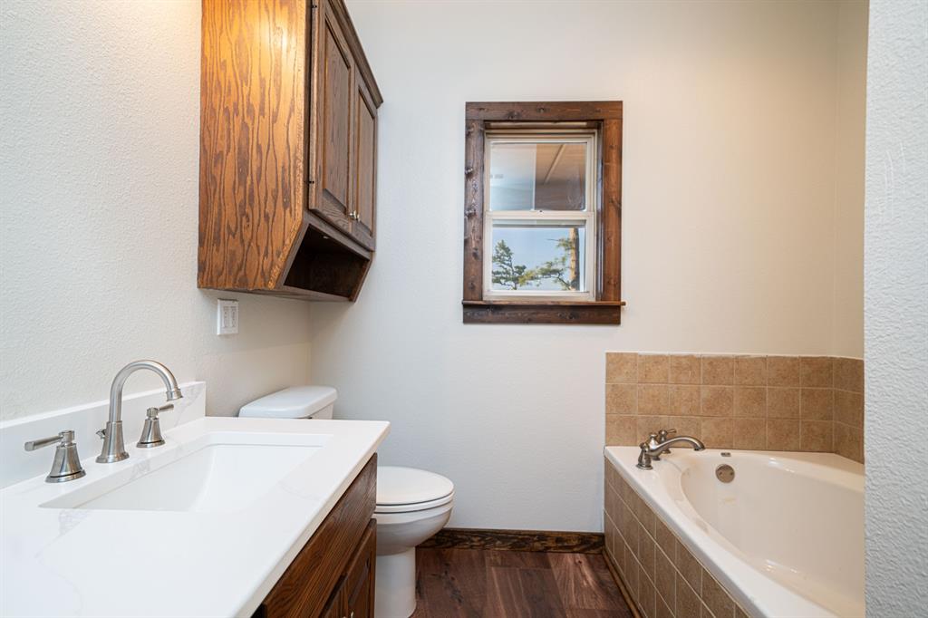 410 Private Road Leesburg, TX 75451 - Photo 18 of 38 a bathroom with a sink a toilet and bathtub