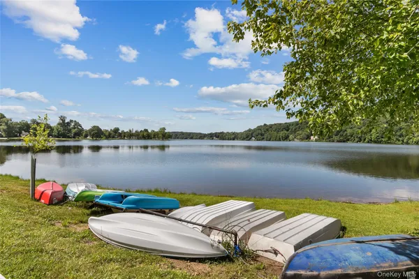 a view of a lake from a outdoor space