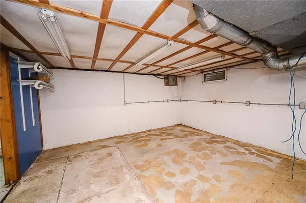 a view of a room with racks on the wall