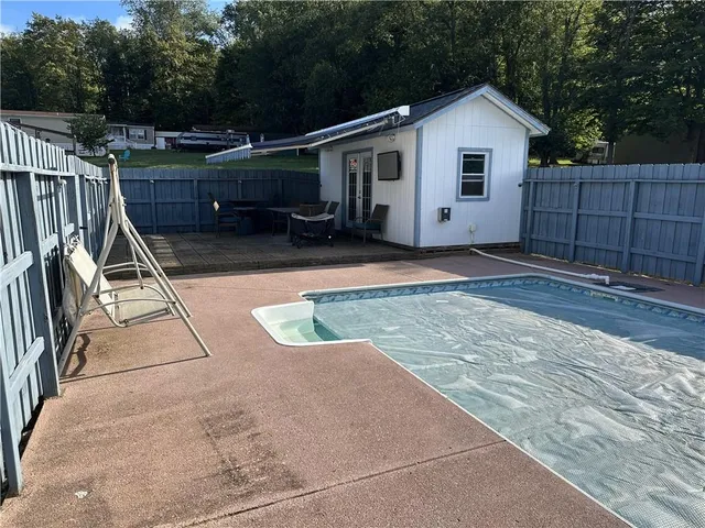 a view of a house with a patio