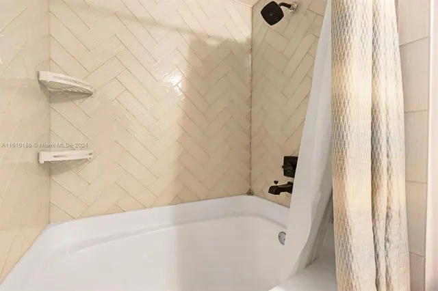 a bathroom with a bathtub